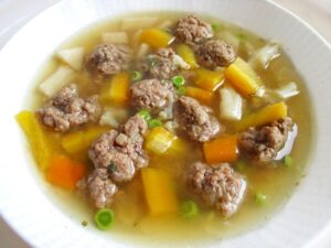 Vegetable soup with liver dumplings - Májgombóc leves