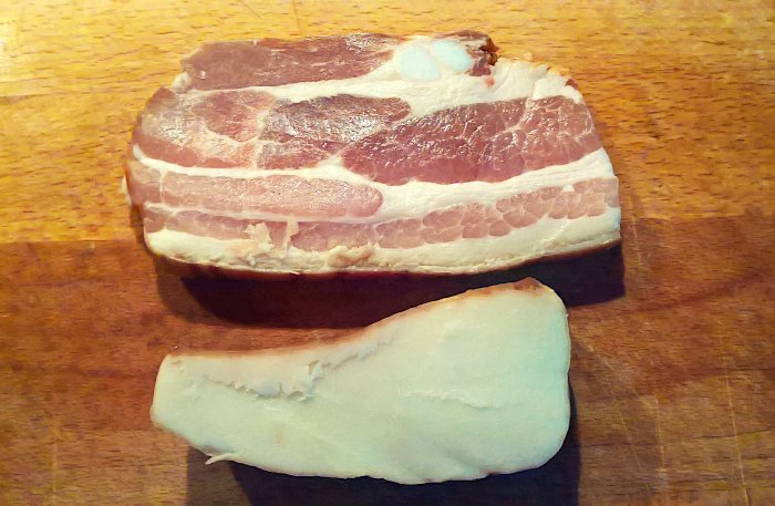 Smoked pork fat and smoked slab bacon